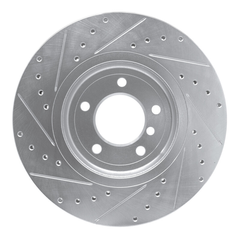 BMW 330CI Brake Rotor (1) - Front Right - R1 Concepts - Drilled & Slotted - Silver - `01-`08